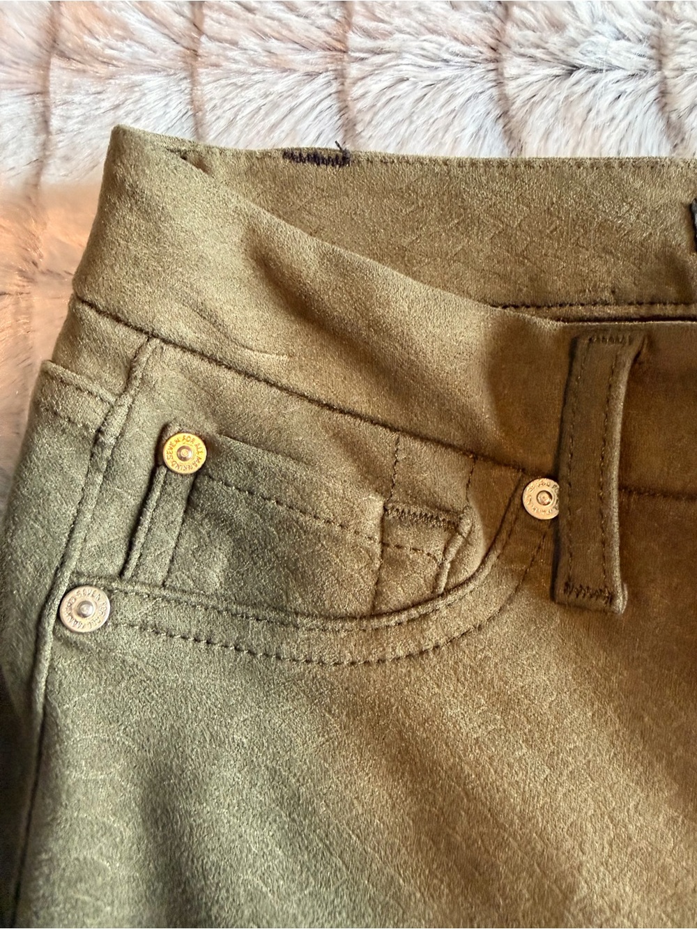 7 For All Mankind Olive Green Straight Leg Pants - Picture 5 of 10